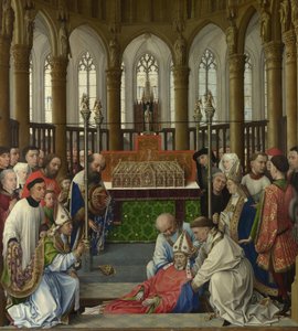 Ekshumacja św. Huberta, lata 30. XIV wieku autorstwa Rogier van der Weyden
