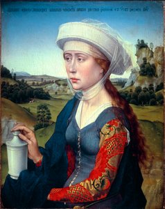 Tryptyk rodziny Braque: Przedstawienie św. Marii Magdaleny (prawy panel tryptyku Braque), ok. 1450 (olej na drewnie) autorstwa Rogier van der Weyden