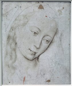 Głowa Virgin. Rysunek Rogiera (Roger) Van Der Weyden (1400-1464) Ec. płomień. autorstwa Rogier van der Weyden