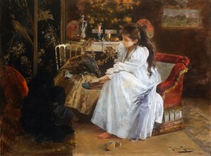 De soiree - Obraz Roma Ribera (1876-1931) - ca 1894 - Olej na płótnie - 59x79 - Narodowe Muzeum Sztuki Katalonii, Barcelona autorstwa Romà Ribera