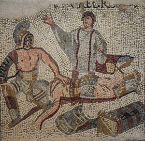 Walka gladiatorów z sędzią autorstwa Roman