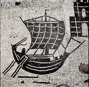 Statek w porcie Ostia (mozaika autorstwa Roman