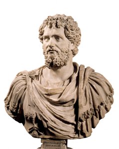 Sztuka Rzym: Popiersie cesarza rzymskiego Septime Ciężkie (cesarz 193 - 211 AD). Paryż, Musee du Louvre autorstwa Roman