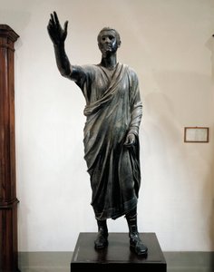 Spiżowa statua Aule Metele, mówcy (Arringatore), z Pila, Perugia, Włochy, ok. 80 p.n.e. autorstwa Roman