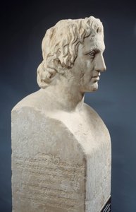 Popiersie Aleksandra Wielkiego, znanego jako „Hermes Azara”, rzymskie dzieło po posągu Lysippe z brązu. Około 330 p.n.e. Paryż, Luwr autorstwa Roman