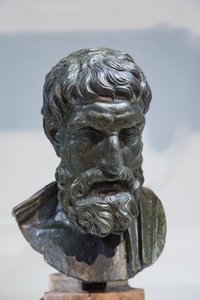 Popiersie Epikura (brąz) autorstwa Roman