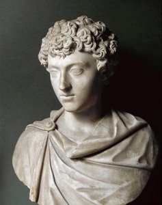 Popiersie Marka Aureliusza, jako młodego chłopca, w latach 161-180 (rzeźba w marmurze) autorstwa Roman