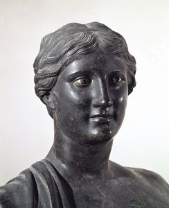Popiersie Safony, posąg z brązu, z willi papirusów, Herkulanum, Kampania, Włochy, cywilizacja rzymska autorstwa Roman