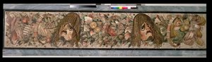 Panel dekoracyjny przedstawiający teatralne maski, z Domu Fauna, Pompeje (mozaika) autorstwa Roman