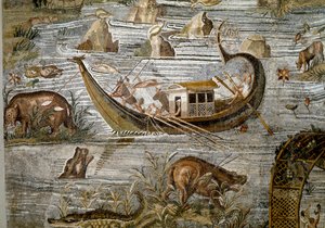 Fragment mozaiki nilotycznej Preneste (Palestrina) z sanktuarium bóstwa Fortune Primigenia, 80 pne autorstwa Roman