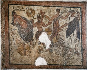 Dionizos i Ariadna - Mozaika, IV wiek autorstwa Roman