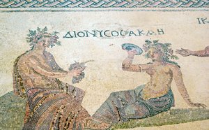 Dionizos doradzający nimfie Akme, Dom Dionizosa, Pafos, Cypr (mozaika) autorstwa Roman