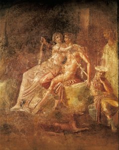 Fresk przedstawiający Aresa i Afrodytę, Dom Citarystów, Pompeje, Włochy (mozaika) autorstwa Roman