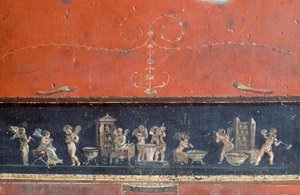 Fryz przedstawiający amorki, Dom Vettii, Pompeje (Lista Światowego Dziedzictwa UNESCO) autorstwa Roman