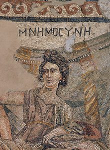 Sympozjum Pogrzebowe, z nekropolii w Antiochii, koniec IV wne (mozaika) (detal z 242530) autorstwa Roman