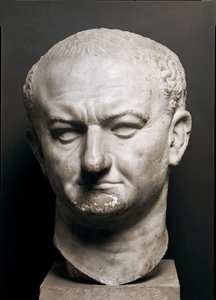 Głowa cesarza rzymskiego Vespasiano (Vespasianus lub Vespasiano, 9-79 ap. JC) - Rzeźba marmurowa, Wysokość 40 cm - Rzym, Museo Nazionale Romano - Głowa cesarza Vaspasiana (Titus Flavius Vespasianus) (9-79) - Rzeźba marmurowa ( wys. 40 cm) - Rzym, Museo Naz autorstwa Roman