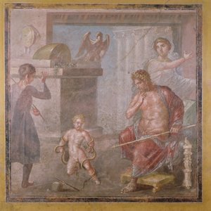 Herkules duszący węża jako dziecko, Casa dei Vettii, ok. 50-79 n.e. autorstwa Roman