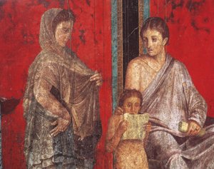 Obrzędy inicjacji kultu Dionizosa, fresk z Villa Dei Misteri autorstwa Roman