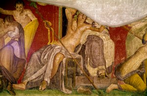 Obrzędy inicjacji w kulcie Dionizosa, fresk z Villa Dei Mysteri autorstwa Roman