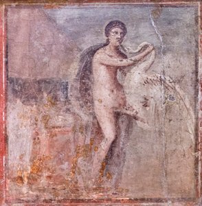 Leda i łabędź, 50-79 n.e. (fresk) autorstwa Roman