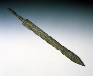 Miecz legionowy gladiusa, z rzymskiego stanowiska w Newstead, Melrose, AD 80-100 (brąz) autorstwa Roman