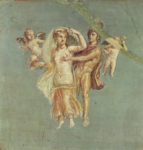 Mars i Wenus z cherubinami na niebieskim tle, z Herkulanum autorstwa Roman