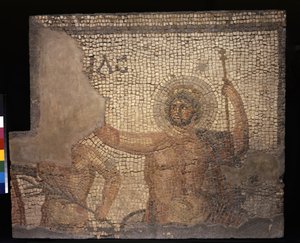 Mozaika z Domu Menander z Zeus, III-IV wiek (tessery wapienne i marmurowe) autorstwa Roman