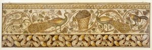 Mozaika z ramką zwoju winorośli z pawiami, Antiochia, 526-540 autorstwa Roman