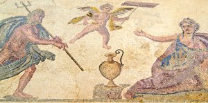 Posejdon i Amymone, Dom Dionizosa, Pafos, Cypr (mozaika) autorstwa Roman