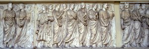 Procesja Kapłanów, północna ściana Ara Pacis (marmur)