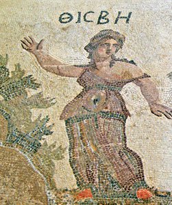 Pyramus i Thisbe, fragment Thisbe, Dom Dionizosa, Pafos, mozaika Cypr autorstwa Roman