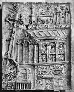 Relief przedstawiający wyciągarkę, koniec I wne (kamień) (zdjęcie czarno-białe) autorstwa Roman