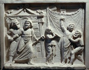 Relief sceny teatralnej z komedii „Andria”, autorstwa Publiusza Terencjusza Afera (relief) autorstwa Roman