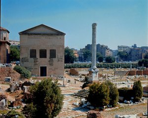 Forum Romanum: widok Kurii (kurii) miejsce obrad Senatu. I wiek p.n.e. Rzym autorstwa Roman
