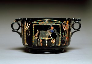 Sztuka rzymska: filiżanka z motywami egipskimi. Z Castellammare di Stabia. I wne. Rozmiar 12 cm Narodowe Muzeum Archeologiczne, Neapol autorstwa Roman