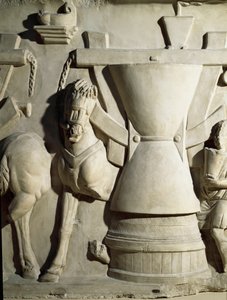 Sztuka rzymska: płaskorzeźba przedstawiająca koło młyńskie. I wne. Rzym Museo della Civilta Romana autorstwa Roman