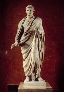 Sztuka rzymska: posąg cesarza Augusta (CESARE AUGUSTO) (63 pne-14 ne) I wiek. Od Velletri. Paryż, Luwr autorstwa Roman