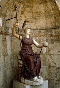 Sztuka rzymska: „”bogini Rzym unosząca w dłoni wszechświat”” Statua z I wieku n.e. Rzym, Campidoglio autorstwa Roman