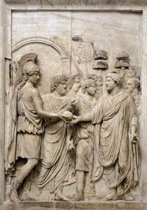 Uroczysty wjazd cesarza Hadriana w Rzymie, II w. (rzeźba z marmuru) autorstwa Roman