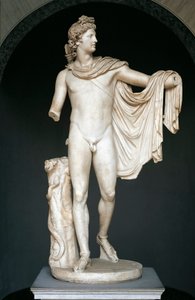 Posąg znany jako Apollo Belvedere, kopia greckiego oryginału z brązu z IV wieku p.n.e. (marmur) autorstwa Roman
