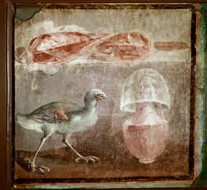 Martwa natura z ptakiem (fresk autorstwa Roman