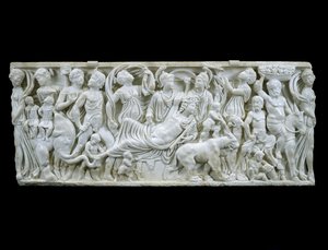 Indyjski triumf Dionizosa, AD 180-195 (biały marmur) autorstwa Roman