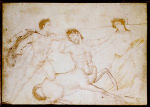 Tezeusz i centaur (rysunek na marmurze) autorstwa Roman