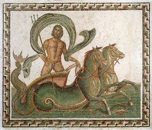 Triumf Neptuna, chodnik z Domu Wadi Blibane, Sousse (starożytne Hadrumetum) (mozaika) autorstwa Roman