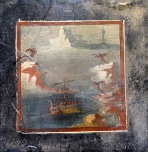 Ulisses opiera się pieśniom Syren (fresk) autorstwa Roman