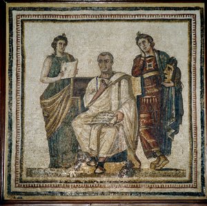 Wergiliusz (Virgilio) i dwie muzy (Clio i Melpomene) - początek III wieku autorstwa Roman