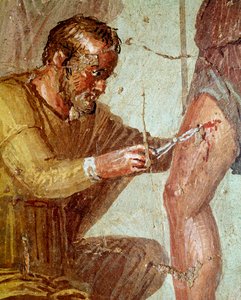 Ranny Eneasz jest leczony przez Iapyxa z pomocą Wenus (fresk, 54-79 n.e.) autorstwa Roman