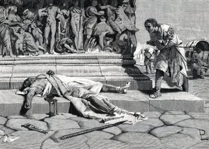 zwłoki Publiusza Klodiusza Pulchera (92-52 p.n.e.) znalezione na via appia a Rome (rycina) autorstwa Roman