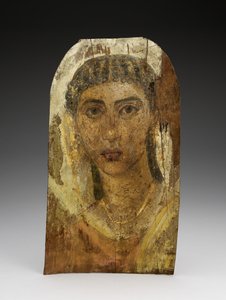 Portret mumii młodej kobiety, AD 1-100 (malowane drewno, wosk i tkanina) autorstwa Roman Period Egyptian