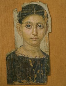 Portret kobiety mumii, z Fajum, koniec III wieku n.e. (wosk enkaustyczny na malowanym drewnie)